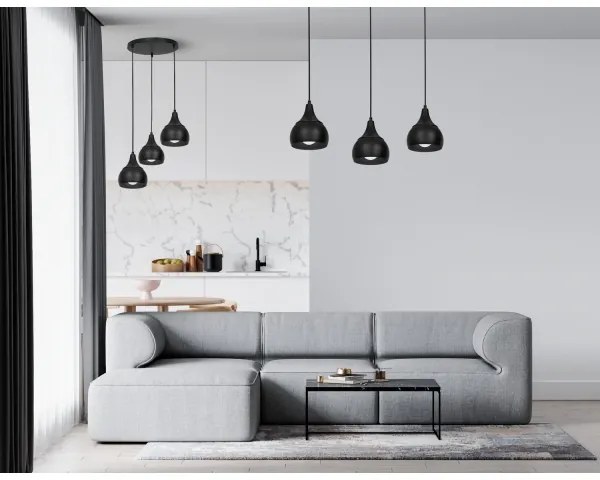 Luster na lanku AKTAN 3xE27/60W/230V čierna