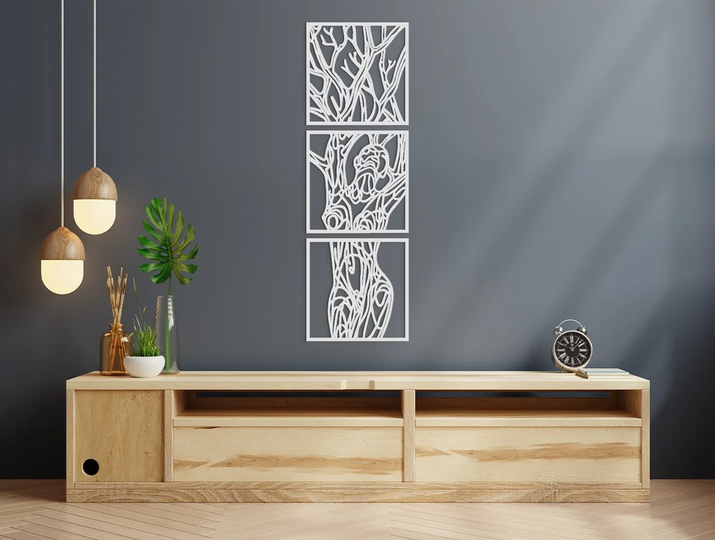 drevko 3-dielny obraz Žena a strom Rozmer obrazu: 65 x 21 cm, Farba dekorácie: Čierna