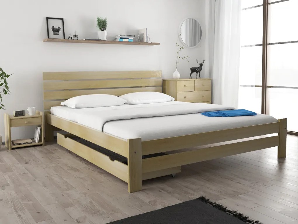Posteľ PARIS zvýšená 180x200 cm, borovica Rošt: S latkovým roštom, Matrac: Matrac COCO MAXI 20 cm