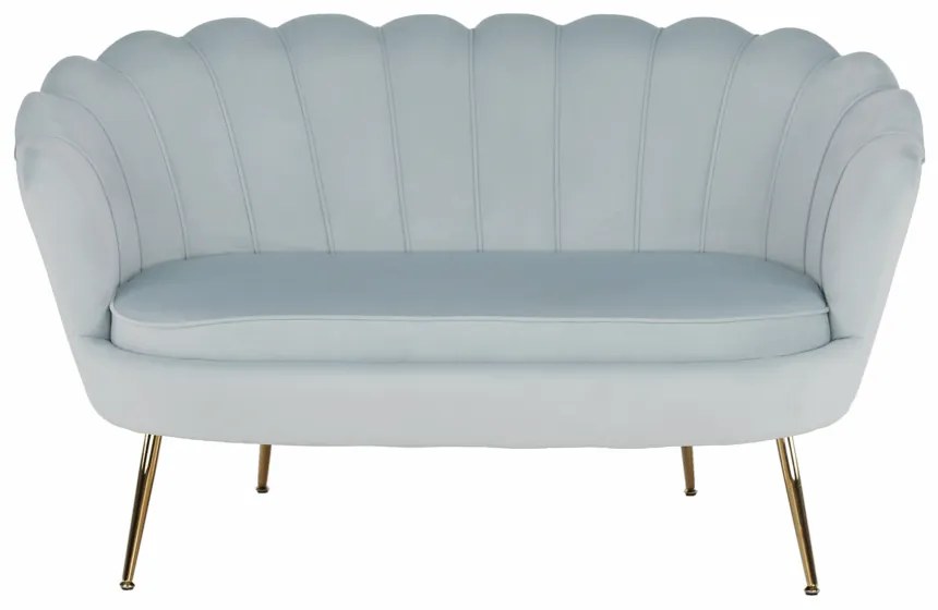 Lavica v štýle Art-deco, sivomodrá Velvet látka/gold chróm-zlatý, NOBLIN