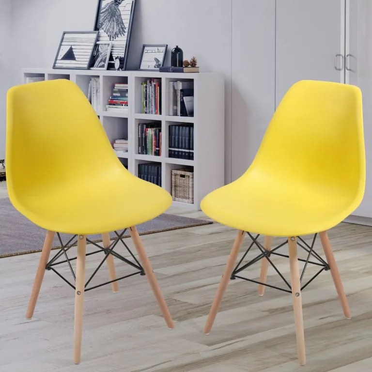 Sada stoličiek s plastovým sedadlom, 2 ks, žlté