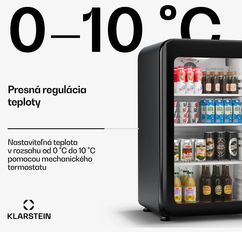 Klarstein Audrey Evo chladnička na nápoje, Retro dizajn, sklenené dvere, 93 L, EEK C
