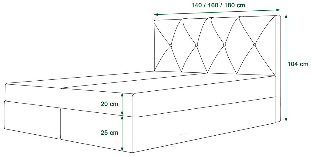 Manželská posteľ Boxspring 140 cm Athena (čierna) (s matracom a úložným priestorom). Vlastná spoľahlivá doprava až k Vám domov. 1046354