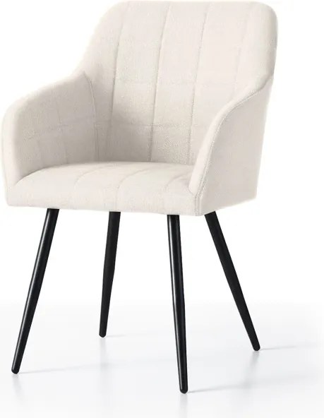 Sada šiestich jedálenských stoličiek LUXANO Lumos zamatové, krémové / čierne nohy (6 ks)