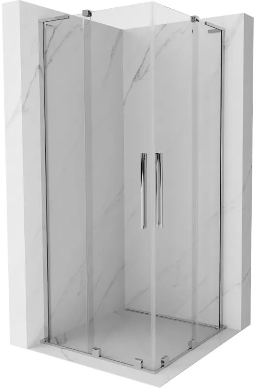 Mexen Velar L Duo, sprchový kút s posuvnými dverami 100 x 100 cm, 8mm číre sklo, chrómová, 871-100-100-02-03-01