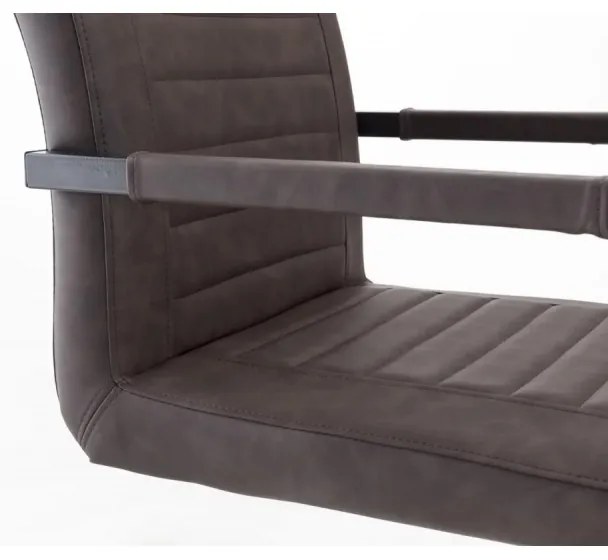furniture-nabytek.cz - Sada 2 masívnych stoličiek s podrúčkami Picton, hnedá umelá koža / kov