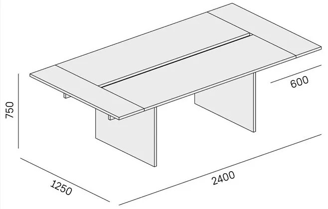 Rokovací kancelársky stôl SOLID + 2x prísed, 240x125 cm, biela
