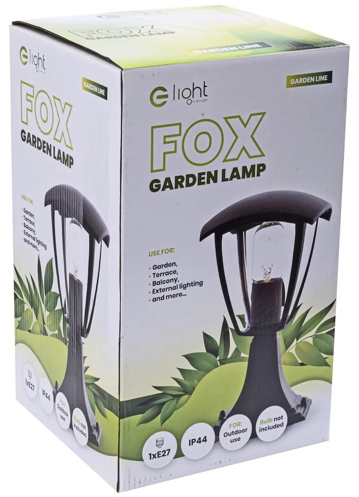 Ecolamp Exteriérové svietidlo Fox, 1x akrylové/čierne hliníkové tienidlo