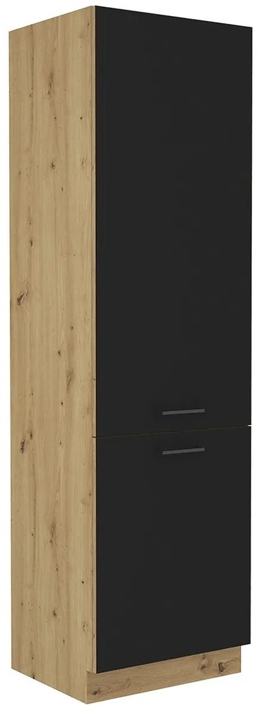 Kuchynská skrinka na vstavanú chladničku Monro 60 DK-210 2F - čierna / dub artisan