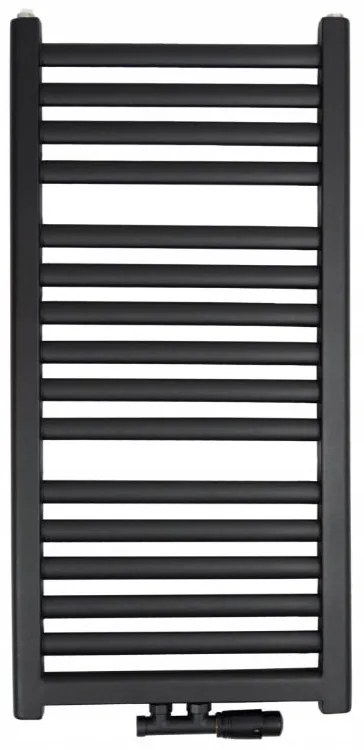 Regnis Elba, vykurovacie teleso 440x1205mm, 521W, spodné stredové pripojenie D50, čierna, ELBA120/40/D5/BLACK