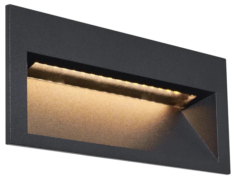 Moderné Zapustené Nástenné Svietidlo Čierne 16cm vrátane LED IP65 - Mert