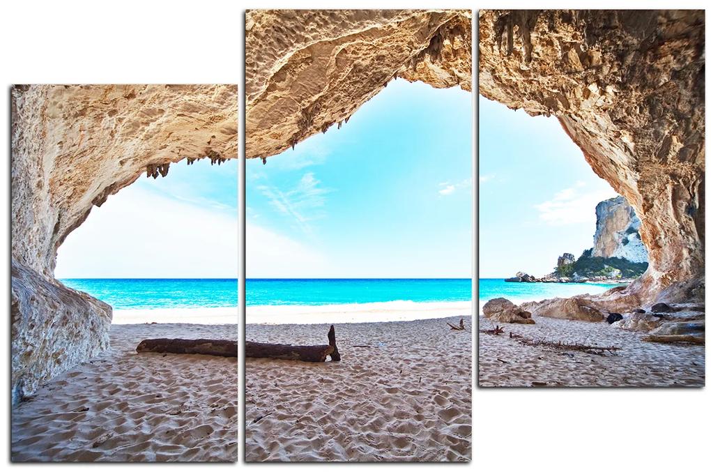 Obraz na plátne - Výhľad na pláž z jaskyne 140D (135x90 cm)