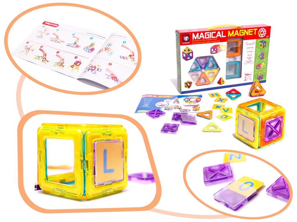 KIK KX9679 Magnetická stavebnica Magical Magnet - 20 dielov