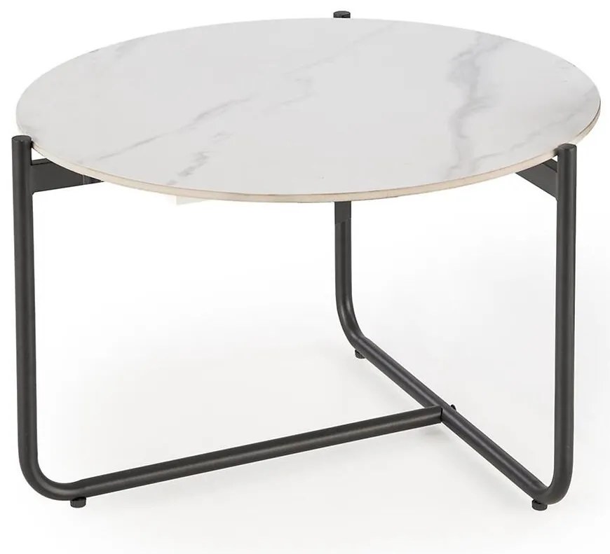 Konferenčný stolík Acuna biela mramor/čierna