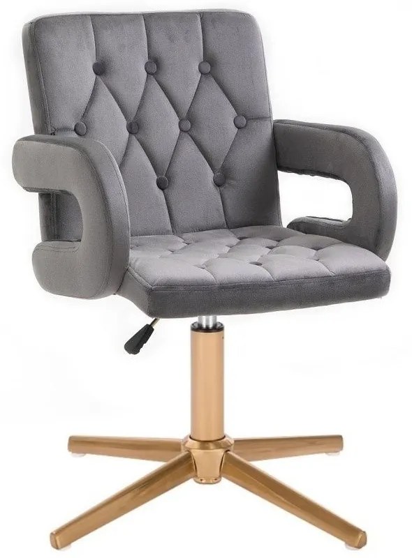LuxuryForm DESIGN Stolička BOSTON VELUR na zlatom kríži - šedá