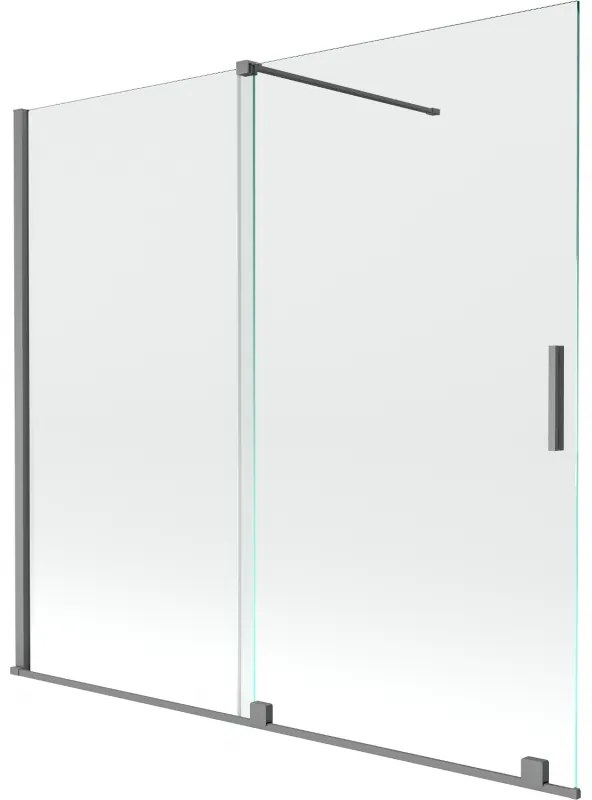 Mexen Velar, 2-krídlová posuvná vaňová zástena 170 x 150 cm, 8mm číre sklo, brúsený grafit, 896-170-000-01-95