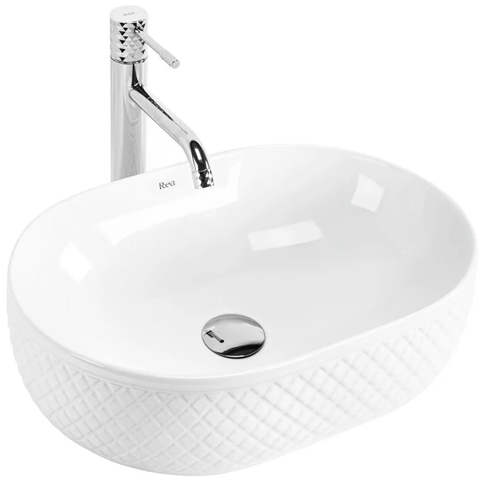 Rea Oktawia, umývadlo na dosku 490x355x150 mm, biela lesklá, REA-U6366