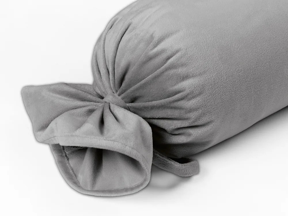 Biante Zamatový vankúš valec bonbon Velvet Prémium SVP-039 Sivý 15x80 cm