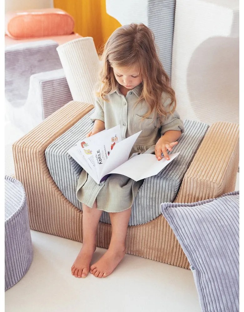 Svetlohnedé menčestrové penové ihrisko 75x49x37 cm Rainbow Montessori – Wigiwama