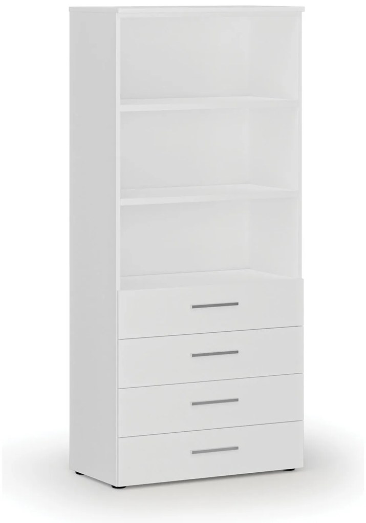 Kancelárska skriňa so zásuvkami PRIMO WHITE, 800 x 420 x 1781 mm, biela