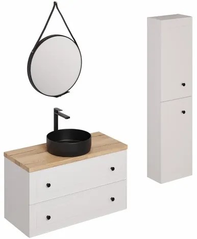 Kúpeľňová zostava s umývadlom vrátane umývadlovej batérie, vtoku a sifónu Naturel Forli biela KSETFORLI1, 1 ks