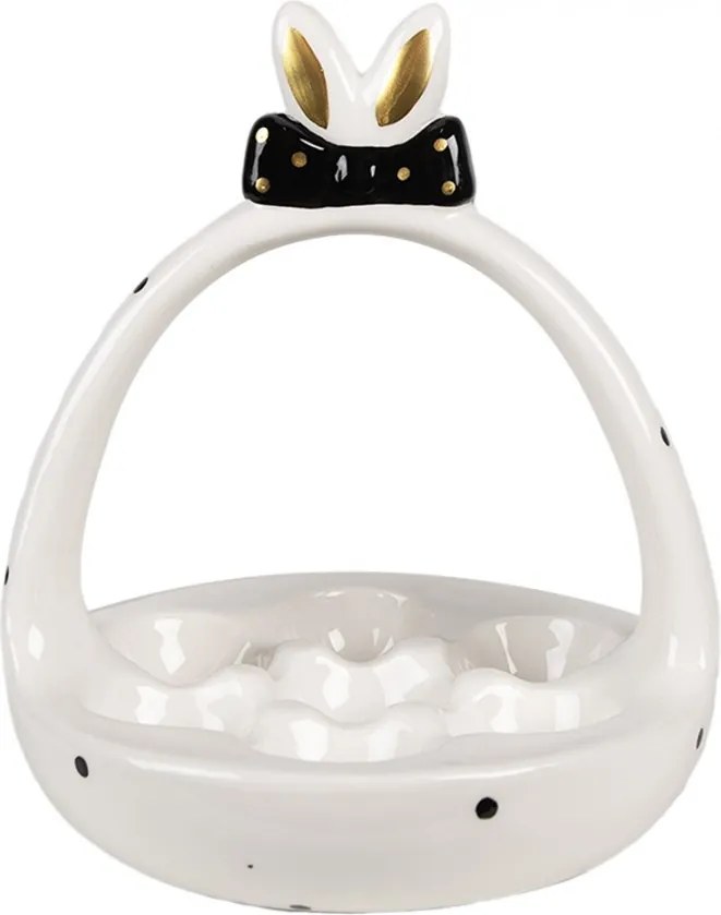 Čiernobiely keramický stojan na vajíčka Black&White Bunny -  Ø 16*19 cm