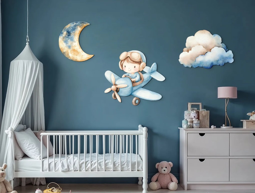 drevko | Detská dekorácia Lietadielko s malým pilotom 48 x 1395 cm