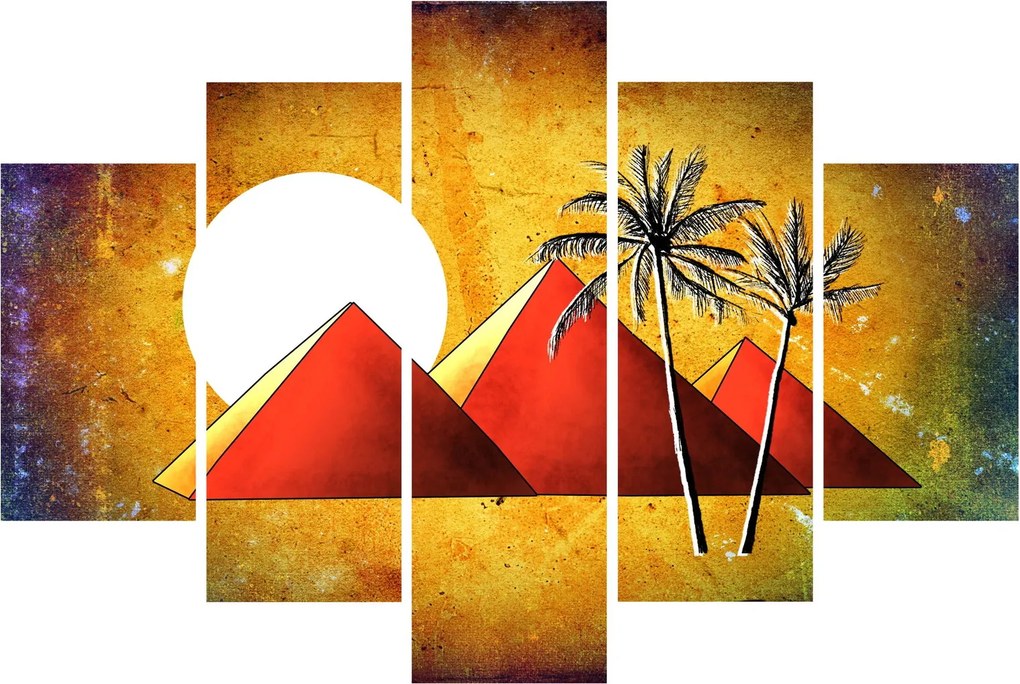 Obraz maľovaných egyptských pyramíd (150x105 cm)
