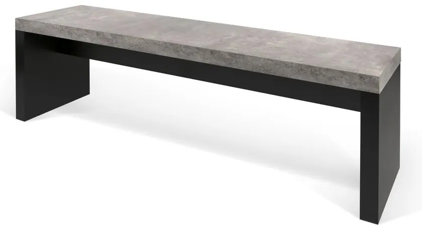 Čierno-sivá lavica v betónovom dekore TemaHome Detroit, 140 x 43 cm