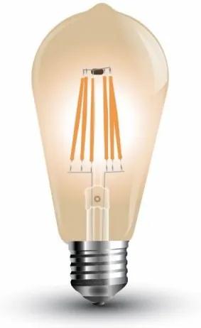 LED žiarovka E27 6W teplá biela filament amber ST64