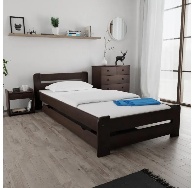 Posteľ Laura 90 x 200 cm, orech Rošt: Bez roštu, Matrac: Matrac COCO MAXI 20 cm
