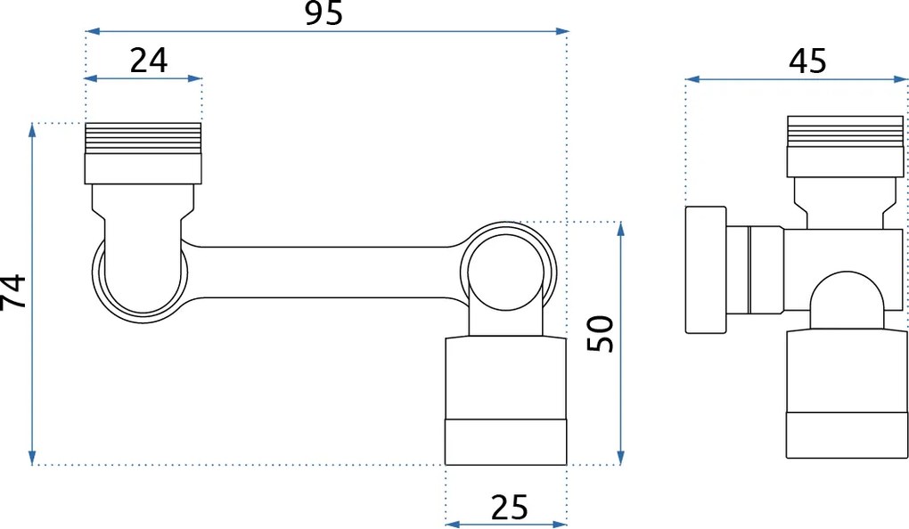 Rea Colt, otočné predĺženie ramena pre batériu, chrómová, REA-B0660