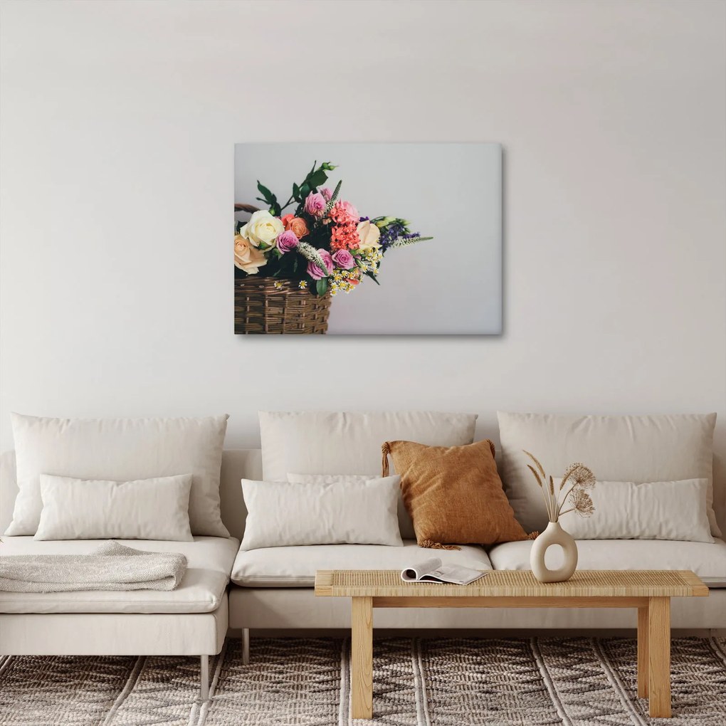 Obraz košíka s kvetinami (70x50 cm)
