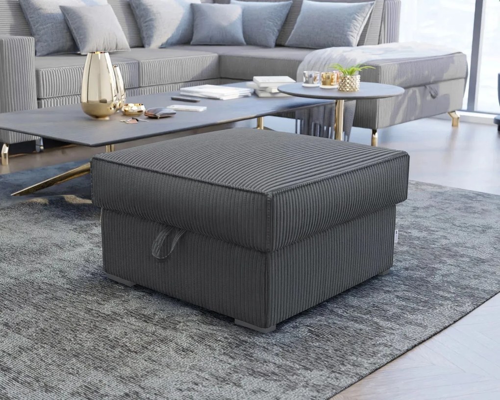 Tmavosivý taburet SMART COSARO s úložným priestorom 65x65 cm