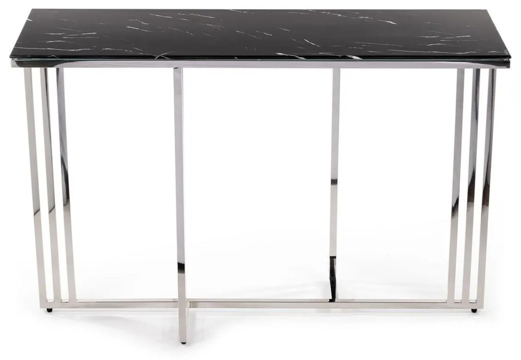 Konzolový stolík AMAGAT 120 cm strieborný/čierny mramor