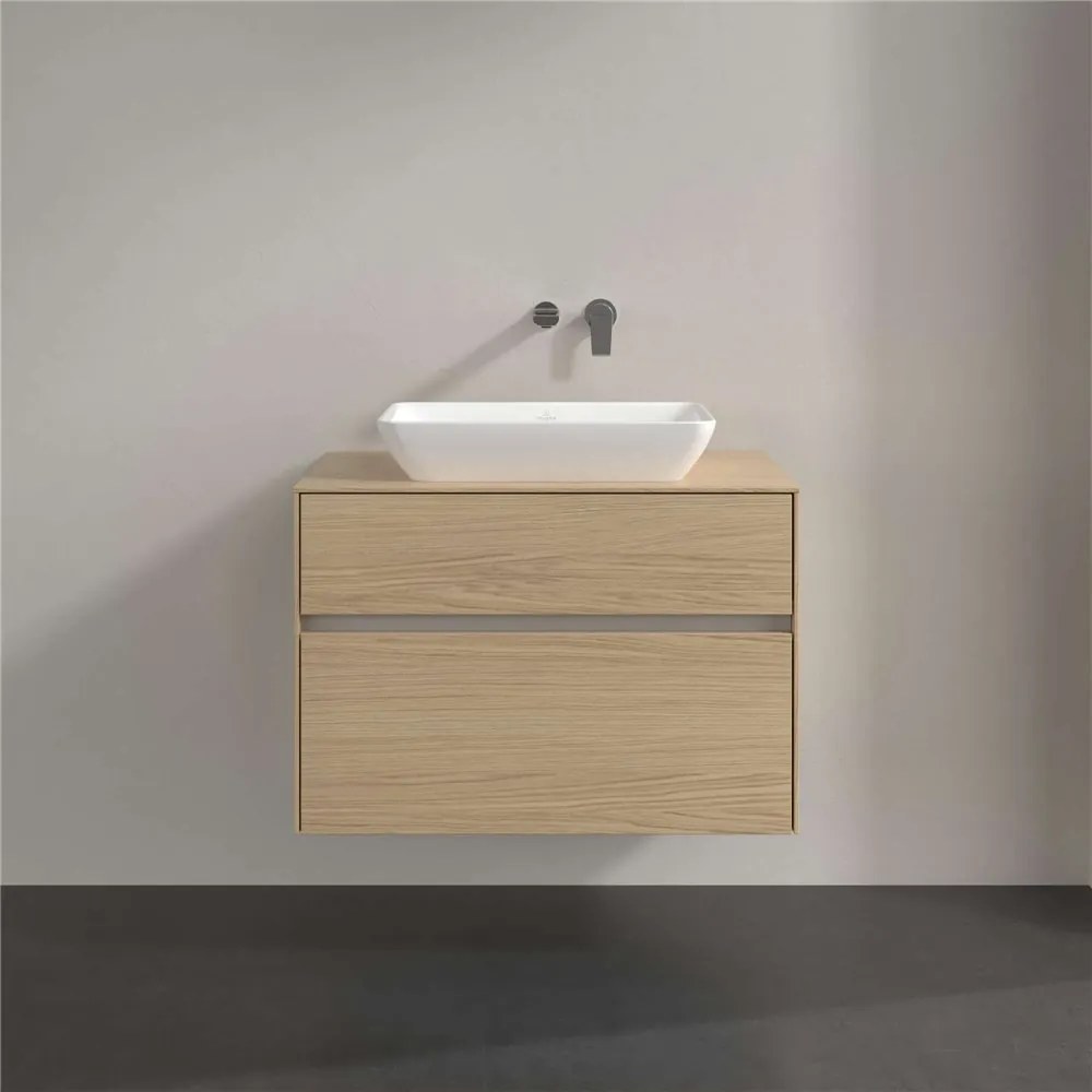 VILLEROY &amp; BOCH Collaro závesná skrinka pod umývadlo na dosku (umývadlo v strede), 2 zásuvky, 800 x 500 x 548 mm, Nordic Oak, C10800VJ