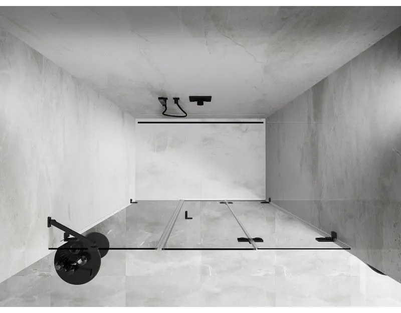 Mexen Lunar-F, pravé sklápacie sprchové dvere 130 cm, 8mm číre sklo, grafitový profil, 836S-130-050-95-00-P