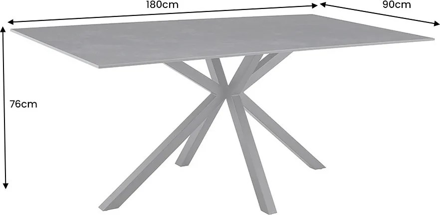 Keramický jedálenský stôl Fabrico 180 cm antracitový