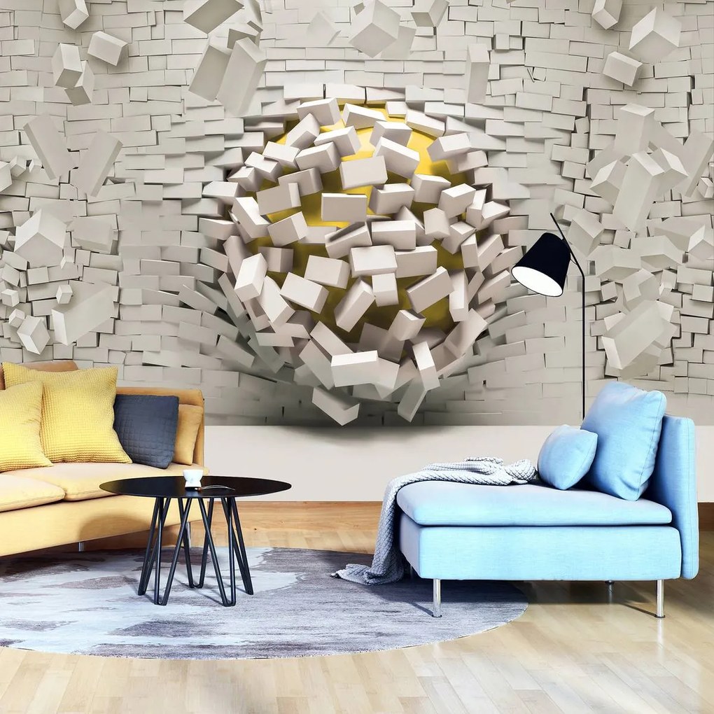 Fototapeta - 3D múr s loptou (152,5x104 cm)