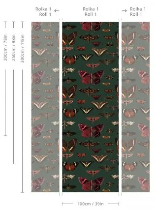 WALLCOLORS Butterflies Vert Wallpaper - tapeta POVRCH: Prowall Canvas