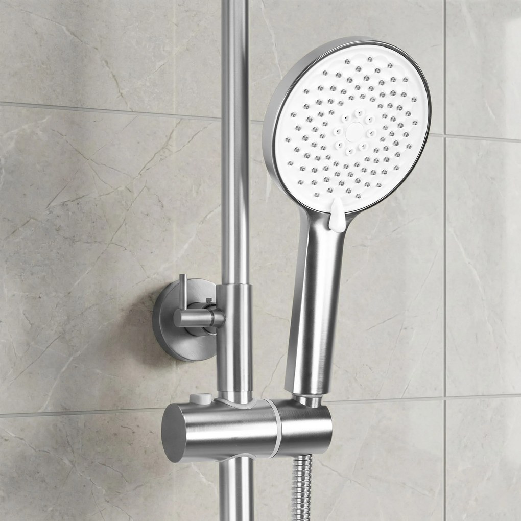 Rea Ontario, sprchový set nástenný s dažďovou sprchou, brúsená oceľ, REA-P5506