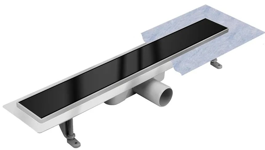 Odtokový žľab Inox čierne sklo 900