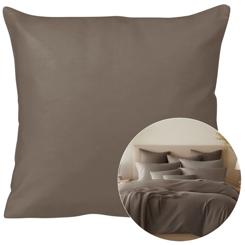 SATÉNOVÁ DEKORAČNÁ OBLIEČKA NA VAKÚŠ SATYNLOVE 40X40 CM TMAVOHNEDÁ