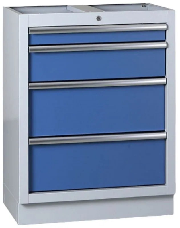 Zásuvkový dielenský box k pracovnej doske EXPERT, 4 zásuvky, 680 x 455 x 910 mm, modrá