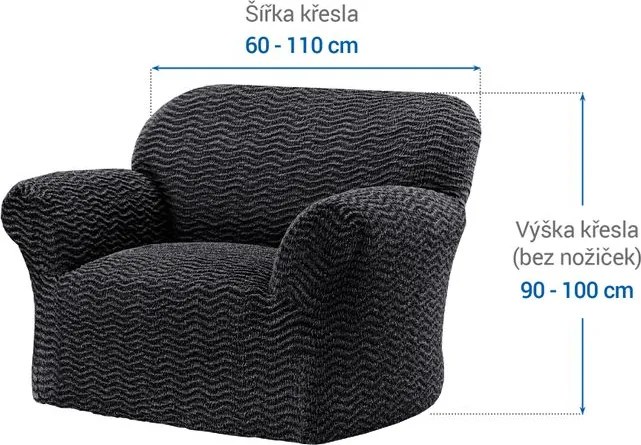 Bielastické poťahy CRISTINA antracitová kreslo (š. 60 - 110 cm)
