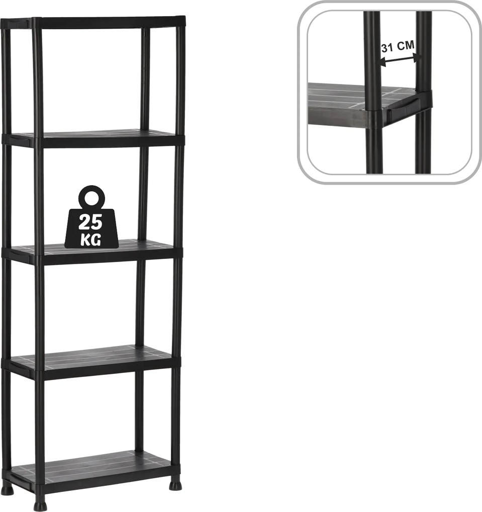 CH 5- policový plastový úložný regál Radom 61 x 31 x 171 cm