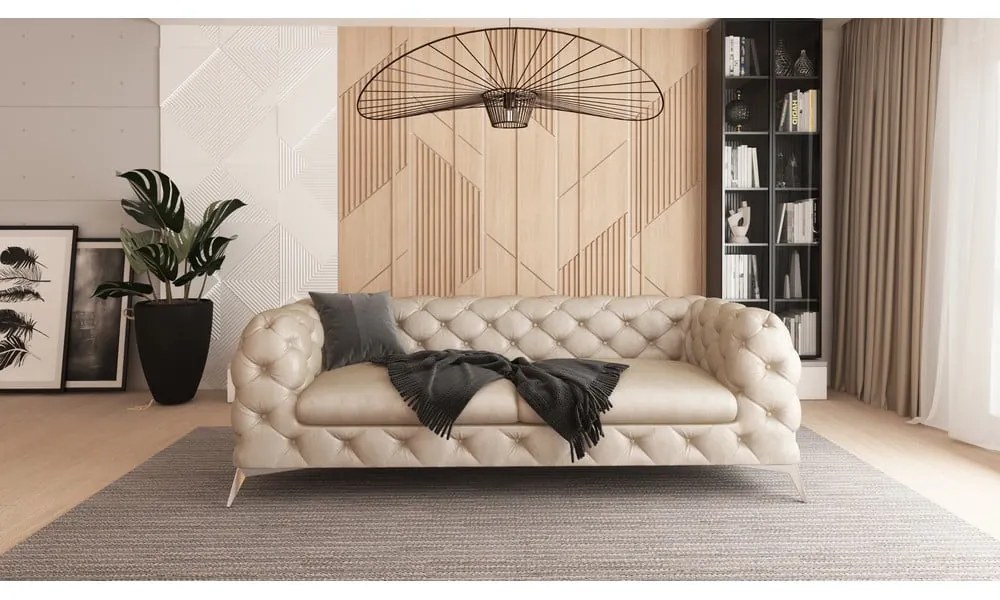 Béžová zamatová pohovka 225 cm Chelsea – Ropez