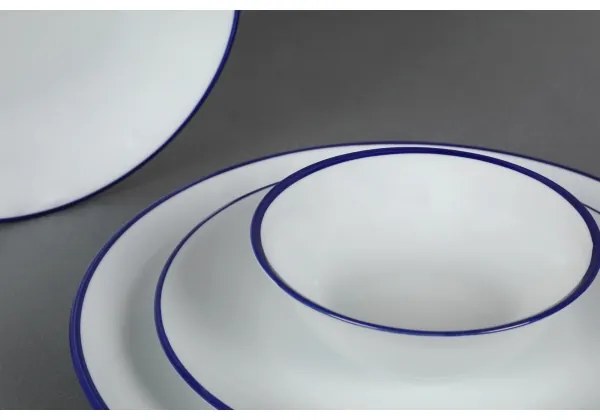 Jedálenská súprava 24 ks biela/modrá/porcelán