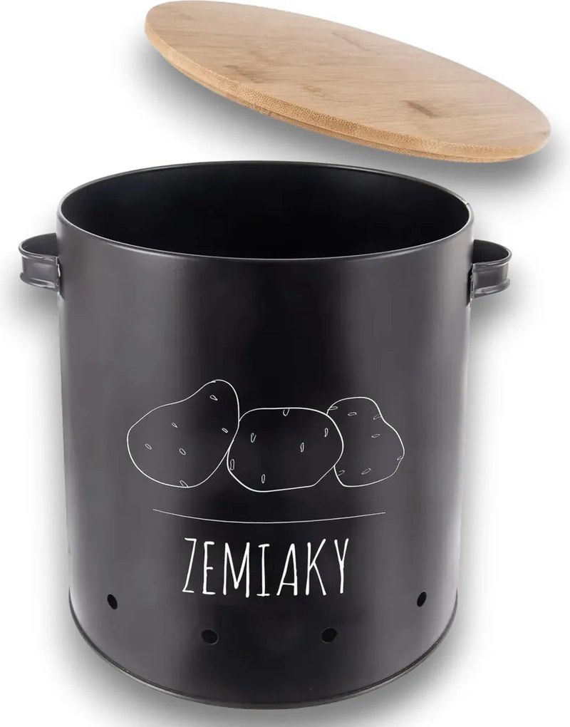 Orion 2. akosť - Dóza na zemiaky, plech/bambus pr. 22,5 cm, BLACK SK