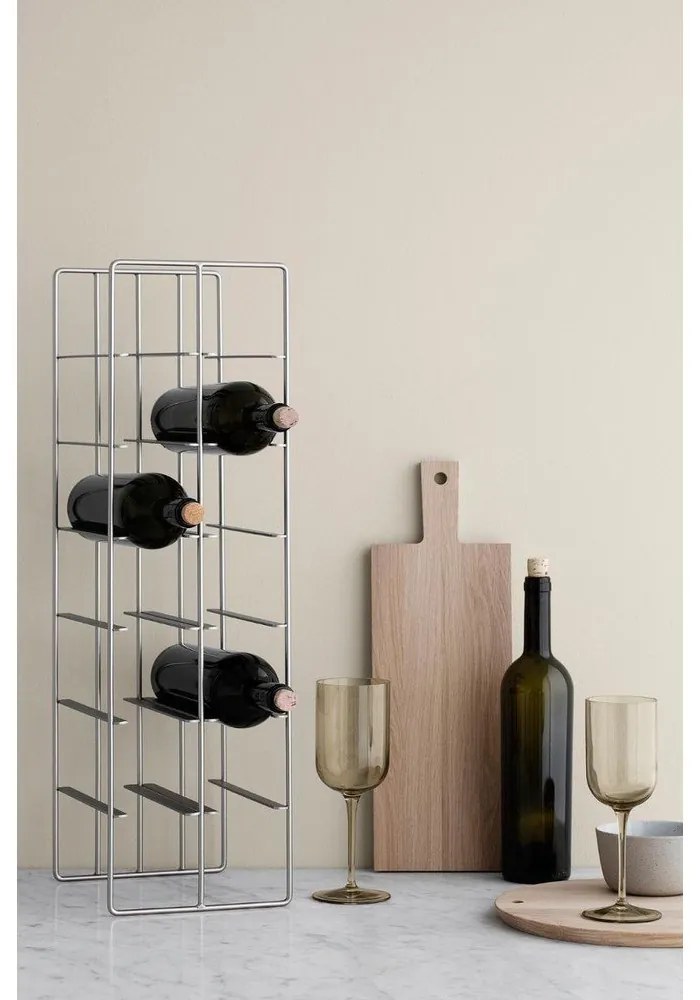 Stojan na víno v striebornej farbe, 12 fliaš